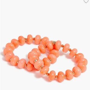 J. crew stretch beaded bracelet, Coral and small white beads, set of 2. NWT